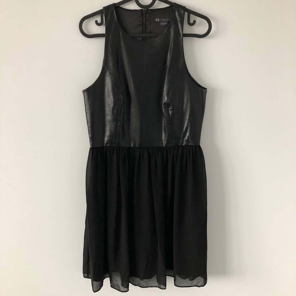 Armani Exchange Black Faux Snakeskin Mini Dress